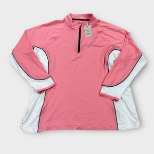 Peter Millar Shirt Womens Small Pink Pullover Quarter Zip Long Sleeve Activewear